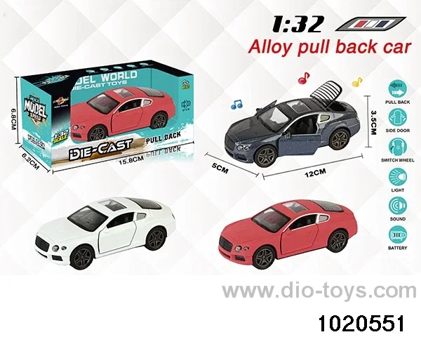 1:32 alloy pull back car W L/M in window box
