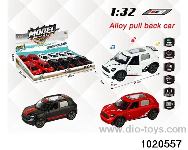 1:32 alloy pull back car W L/M in display box