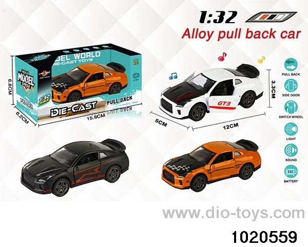1:32 alloy pull back car W L/M in window box