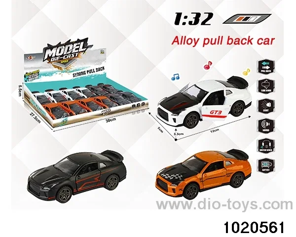 1:32 alloy pull back car W L/M in display box
