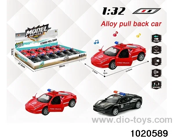 1:32 alloy pull back car W L/M in display box
