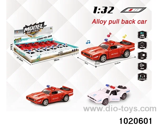 1:32 alloy pull back car W L/M in display box
