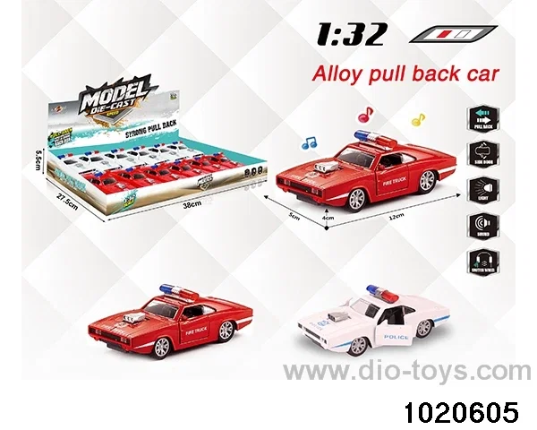 1:32 alloy pull back car W L/M in display box