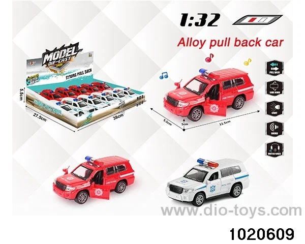 1:32 alloy pull back car W L/M in display box