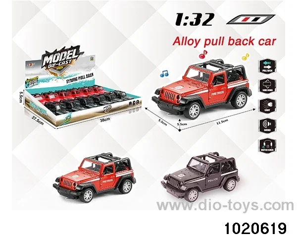 1:32 alloy pull back car W L/M in display box