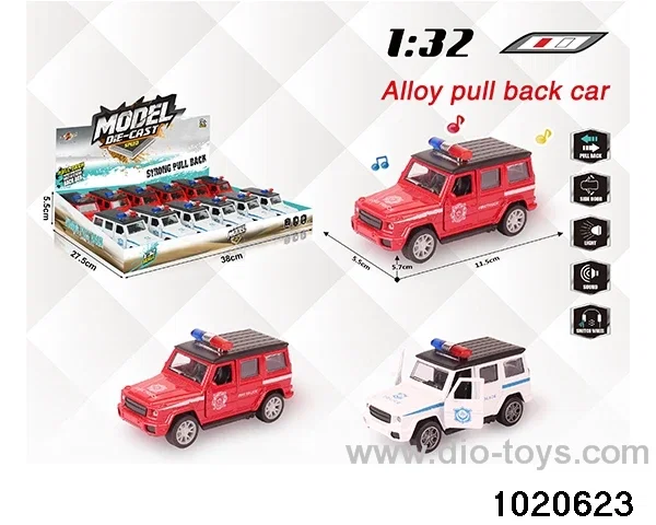 1:32 alloy pull back car W L/M in display box