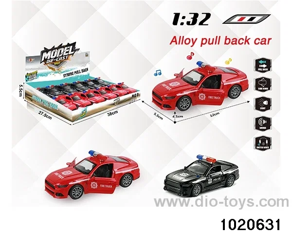 1:32 alloy pull back car W L/M in display box