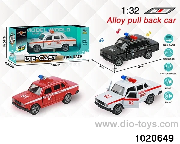 1:32 alloy pull back car W L/M in window box
