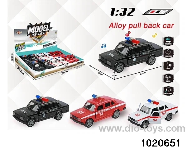 1:32 alloy pull back car W L/M in display box
