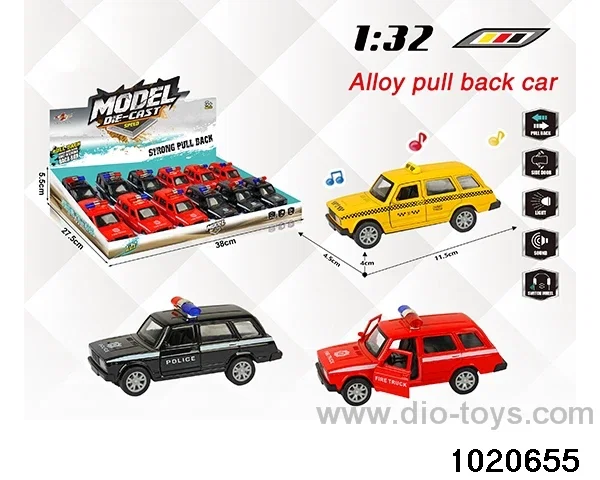 1:32 alloy pull back car W L/M in display box