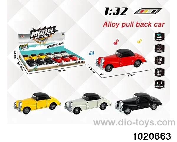 1:32 alloy pull back car W L/M in display box