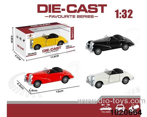 1:32 alloy pull back car in window box