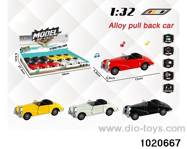 1:32 alloy pull back car W L/M in display box
