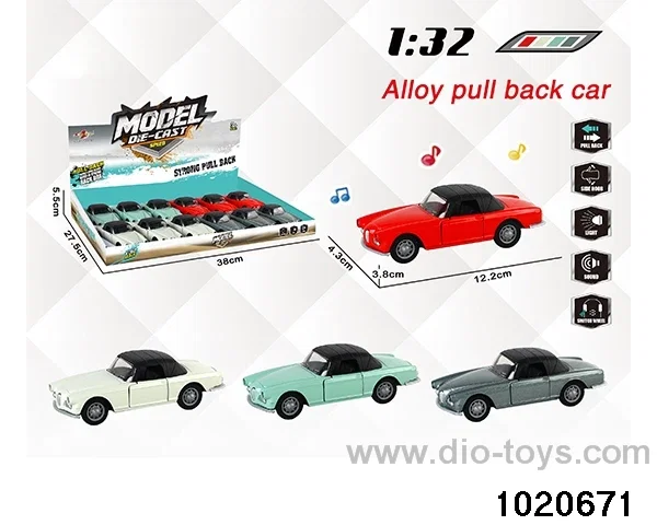 1:32 alloy pull back car W L/M in display box