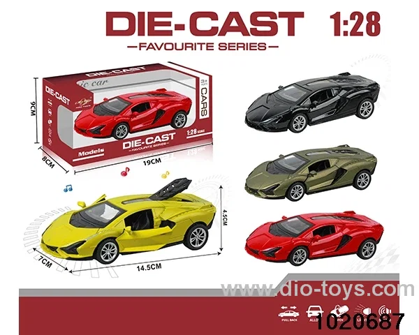 1:28 alloy pull back car W L/M in window box