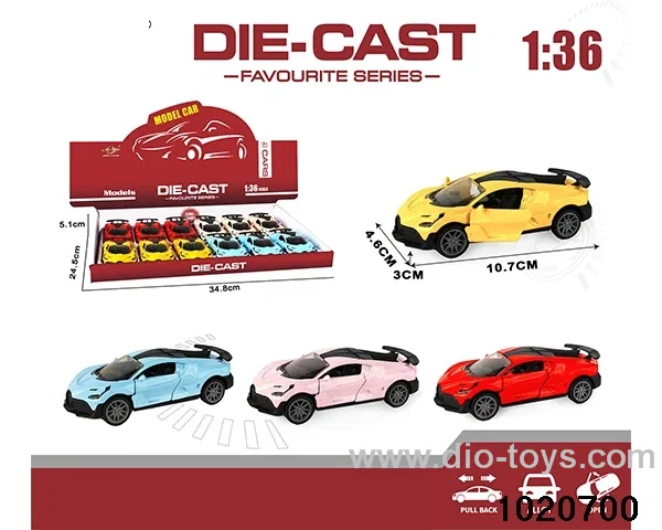 1:36 alloy pull back car in display box