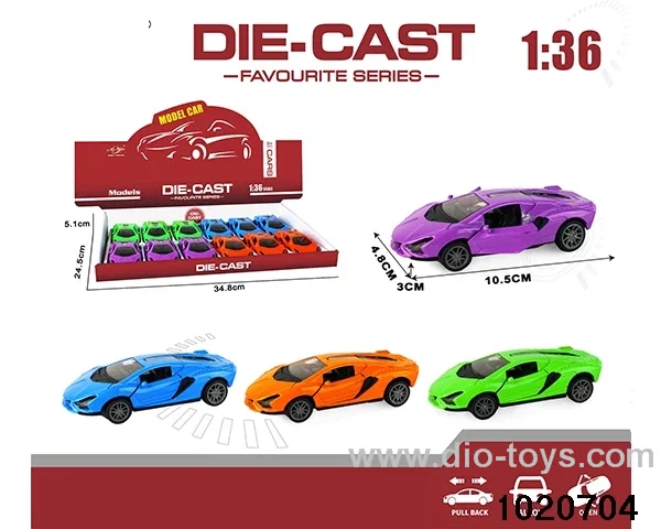 1:36 alloy pull back car in display box