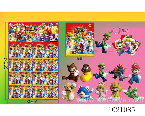 16pcs 3.8inch mario doll 10sets mixed loading in HangTag