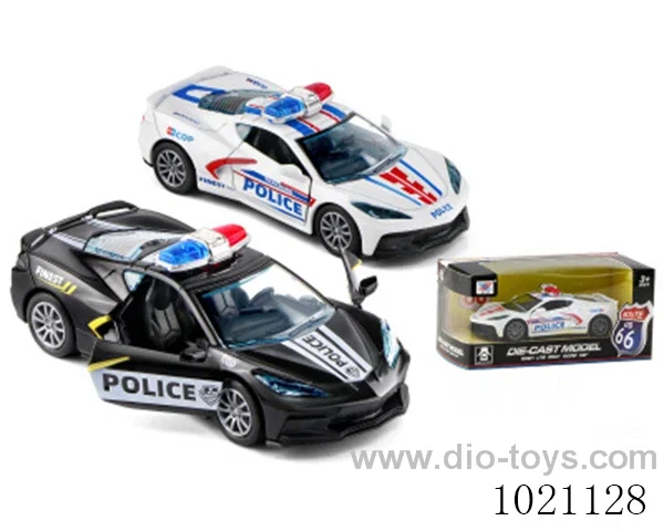 1:32 ALLOY C8 CAR PULLBACK DOOR OPENING POLICE CAR (1PCS)