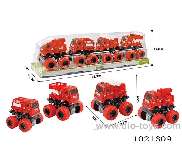 4pcs double friction car in PVC cover