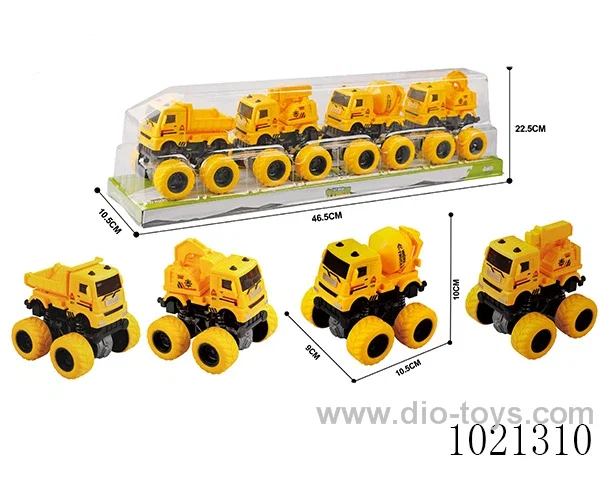 4pcs double friction car in PVC cover