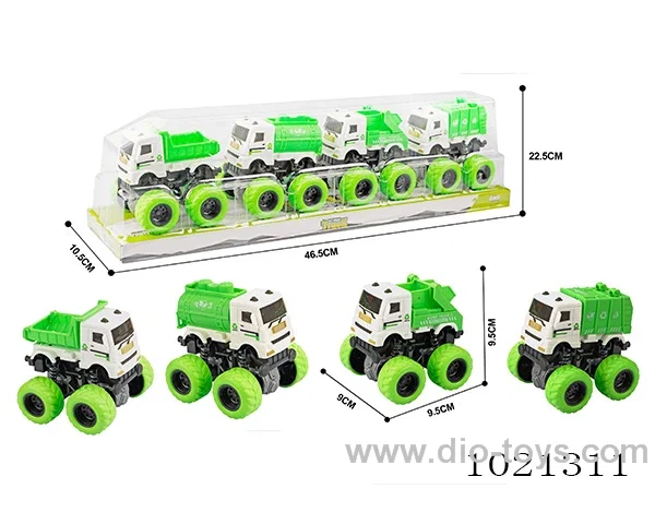 4pcs double friction car in PVC cover