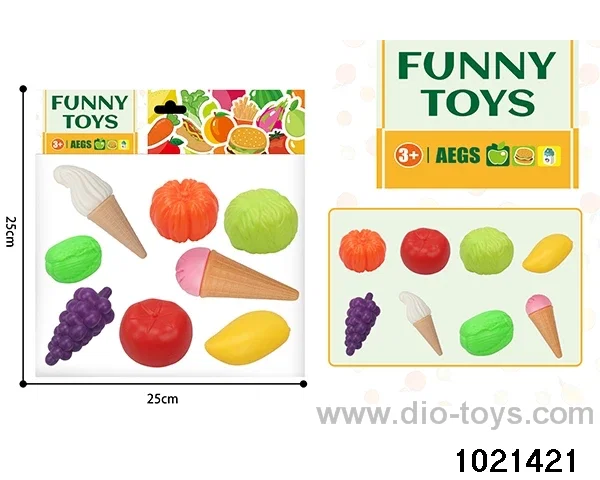 8pcs Blown fruit + vegetables + ice cream in pe bag with header