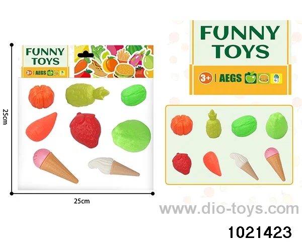 8pcs Blown fruit + vegetables + ice cream in pe bag with header
