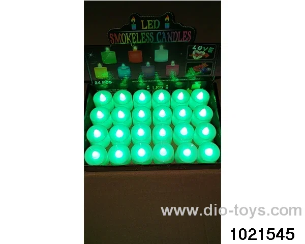 LED electronic candle light (white shell green (always on)) in display  box