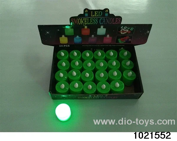 LED electronic candle light (green shell white wick (always on)) in display  box