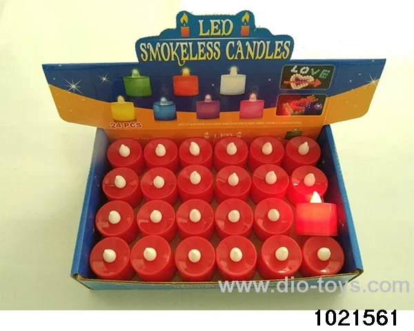 LED electronic candle light (red shell with white wick (micro-flash)) in display  box