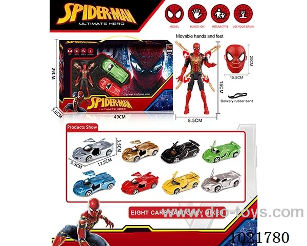 Spider-Man pull back car set with Light &Mask&weapon in window box