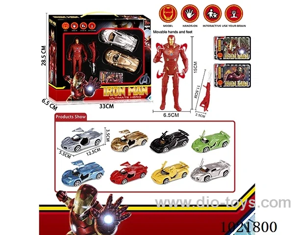 Iron Man pull back car set with Light &weapon in window box