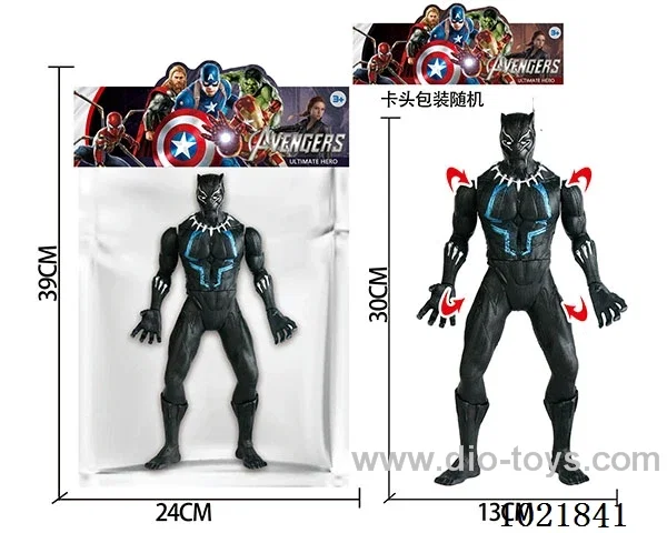12inch Black Panther with light &music (could movable joint) in PP bag with header