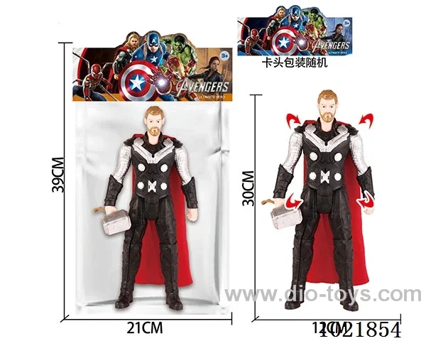 12inch Thor_x000D_
 with light&music (could movable joint)in PP bag with header