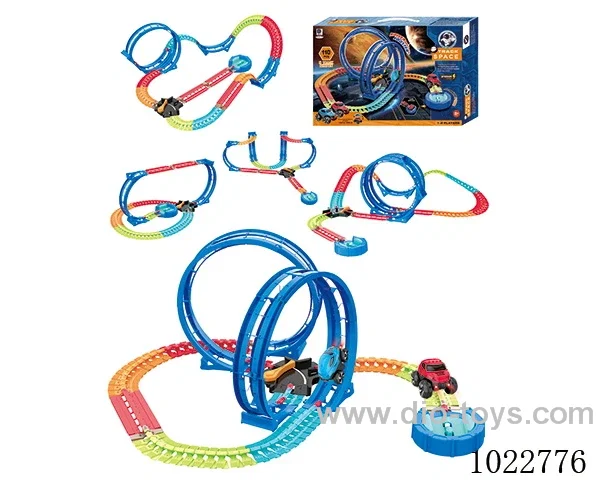 110pcs Electric DIY Automatic turn track roller coaster with light not include battery in color box