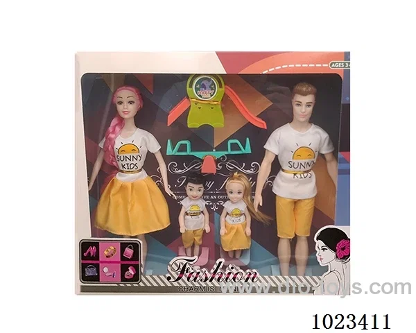 11.5inch doll family of four with slide in window box