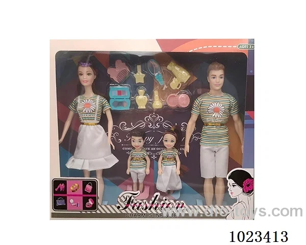 11.5inch doll family of four with 8pcs Field suit in window box