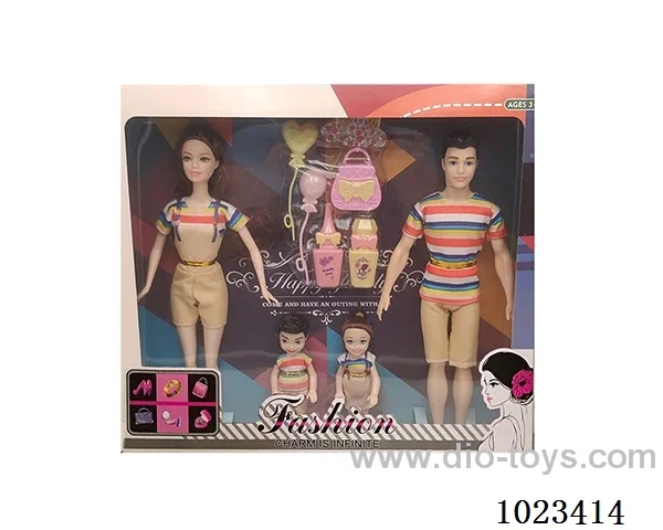 11.5inch doll family of four with 5pcs Field suit in window box