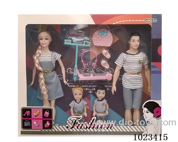 11.5inch doll family of four in window box