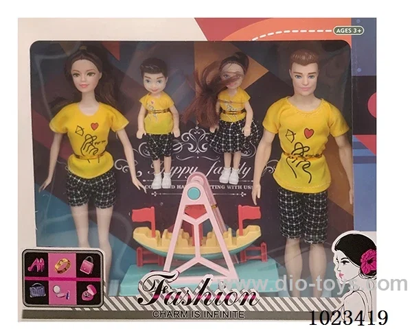 11.5inch doll family of four in window box