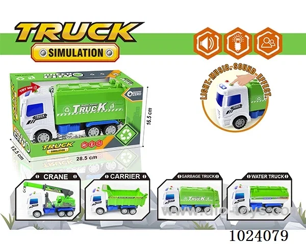 Inertia car with light&music 4sets mixed loading include battery in display box