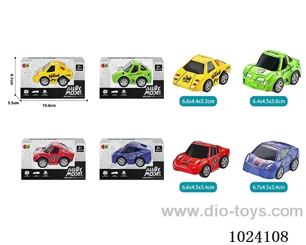 alloy pull back car 4color&4sets mixed loading in window box