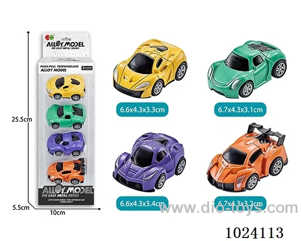 4pcs alloy pull back car in window box