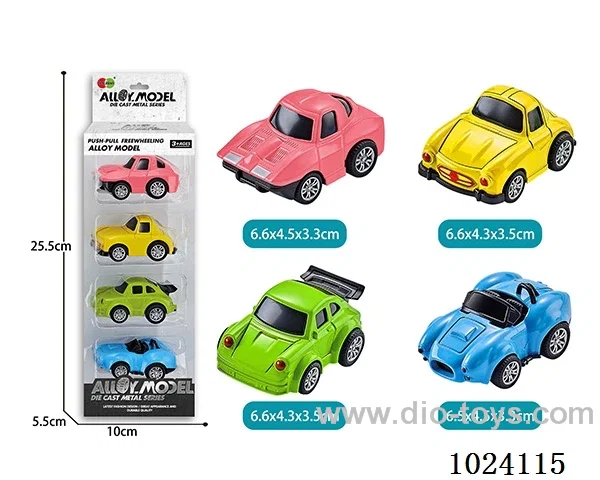 4pcs alloy pull back car in window box