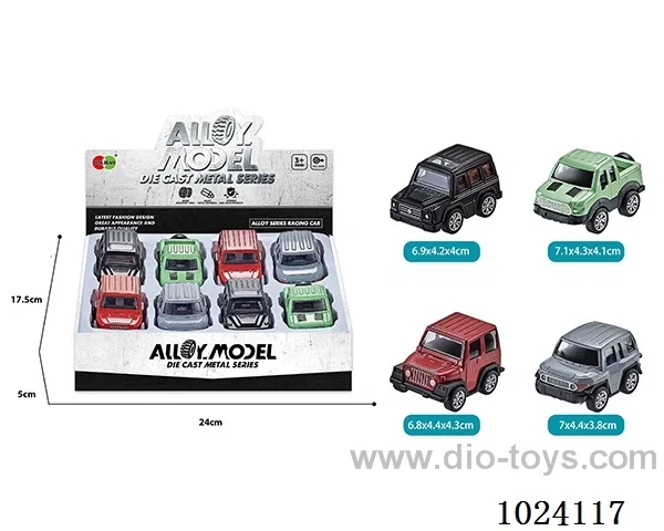 8pcs alloy pull back 4color&4sets mixed loading in display box