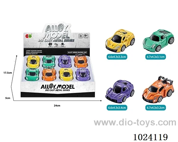 8pcs alloy pull back 4color&4sets mixed loading in display box