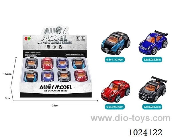 8pcs alloy pull back 4color&4sets mixed loading in display box