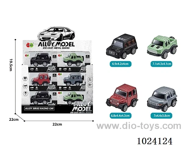 24pcs alloy pull back 4color&4sets mixed loading in display box