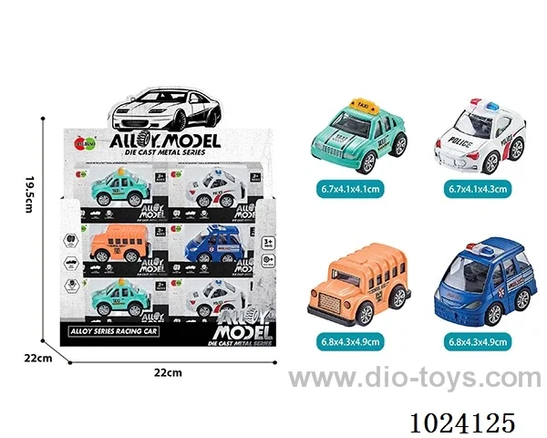 24pcs alloy pull back 4color&4sets mixed loading in display box